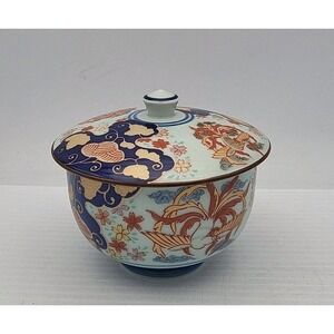 Arita Ware Floral Porcelain Tea Cup & Lid | Trinket Jars Made In Japan